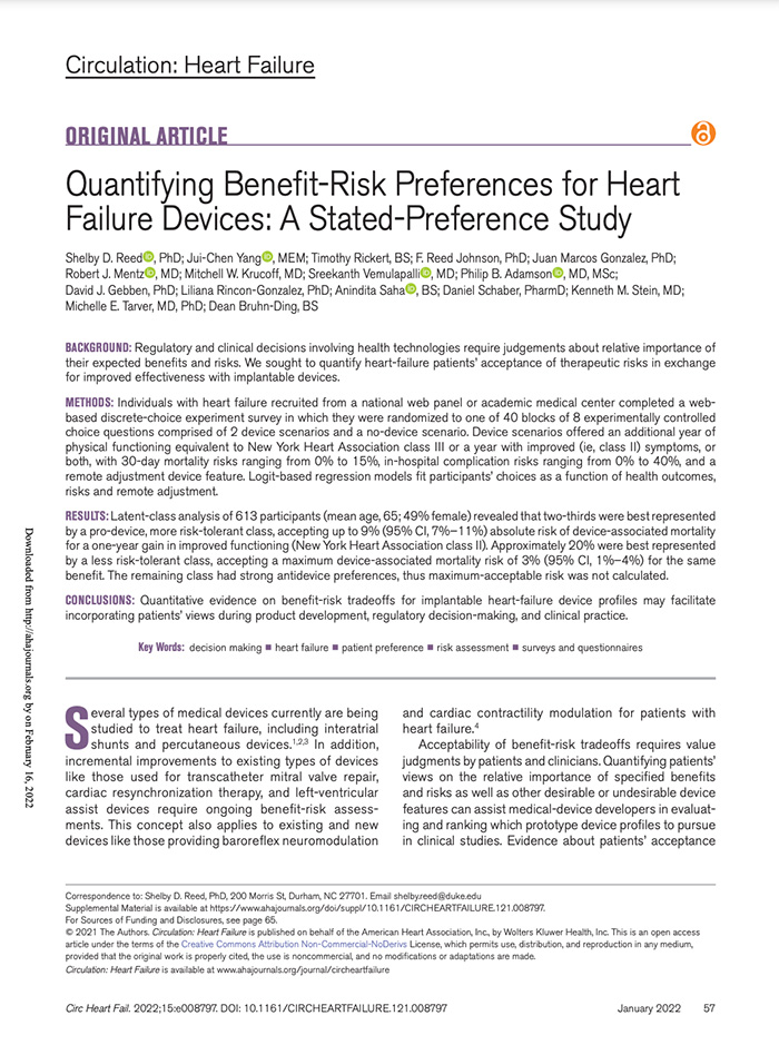 Quantifying Benefit-Risk Preferences for Heart Failure Devices: A Stated-Preference Study